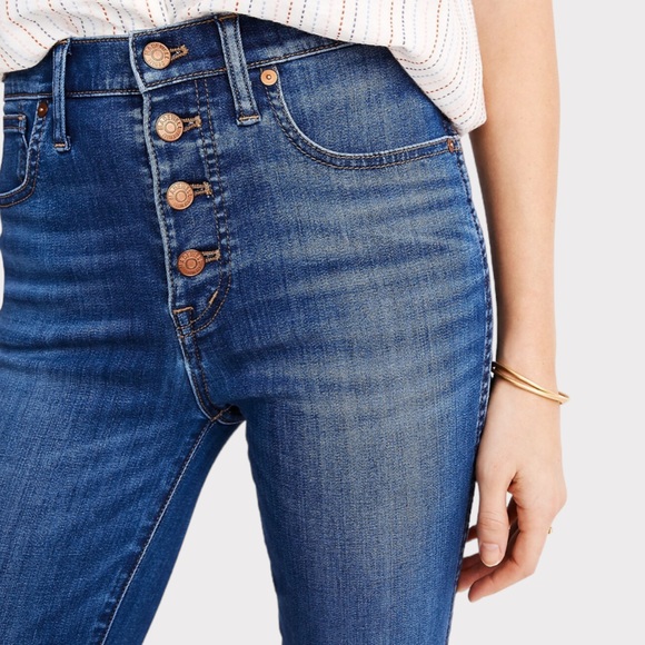 Madewell - High Rise Skinny Crop w Button Fly - Size 25 - Mid-Blue - Picture 2 of 8